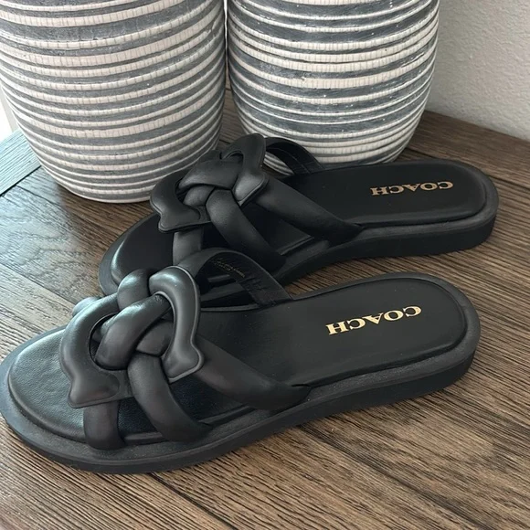 Coach Black Georgie Slide Sandals Size 9 NWOT - Picture 4 of 5